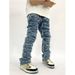 High Street Men's Jeans Slim Fit Straight Trousers Washed New Old Style Casual Denim_mkmklike.com