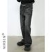 Men's Clothing Washed gray destroyed vintage jeans straight loose black flared trousers men's one piece drop shipping_mkmklike.com