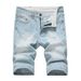 Men's Ripped Denim Shorts Summer Cotton Light Color Suitable For Slim Fit Mid Pants Versatile Retro Men's Jeans_mkmklike.com