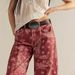 Women's Loose Fit Denim Jeans Floral Print Cropped Wide Leg mid Waisted Y2K Style Autumn Winter Fashion_mkmklike.com