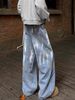 American High Street Design Graffiti Jeans Men's Trendy Brand Niche Vintage Washed Ink Splash Loose Wide-Leg Pants_mkmklike.com