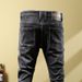 BOY BOY Autumn Winter Trendy Brand Men's Slim Fit Skinny Stretch Thick Black Jeans Patchwork Ripped Patches European American_mkmklike.com
