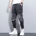 Gradual Change Letter Printing Men's Jeans Spring And Autumn New Tied Feet Nine-point Pants Youth Handsome Casual Trousers_mkmklike.com