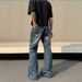 Ripped & Distressed Blue Jeans – Vintage Baggy Fit With Slight Flare (Unisex, S-3XL, Retro Streetwear)_mkmklike.com