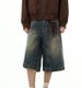 Summer Style Men's Loose Fit Denim Shorts Distressed Wash 5 Point Street Fashion Simple Design_mkmklike.com