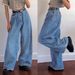 Women's Clothing Wide Leg Pants Classic High Waist Denim Big Flare Trousers_mkmklike.com