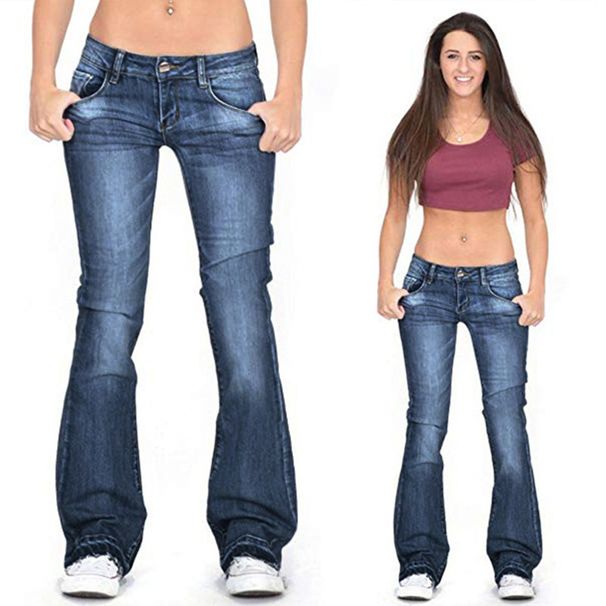 Women's Stretchy Flare Jeans High Waist Bootcut Denim Pants Comfortable Cotton Blend Trousers For Casual Streetwear (Black, Dark Blue, Light Blue)_mkmklike.com