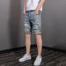 2025 New Five-point Denim Shorts Men's Summer Embroidery Slim-fit Loose Straight Middle Pants Casual Five-point Pants Men's_mkmklike.com