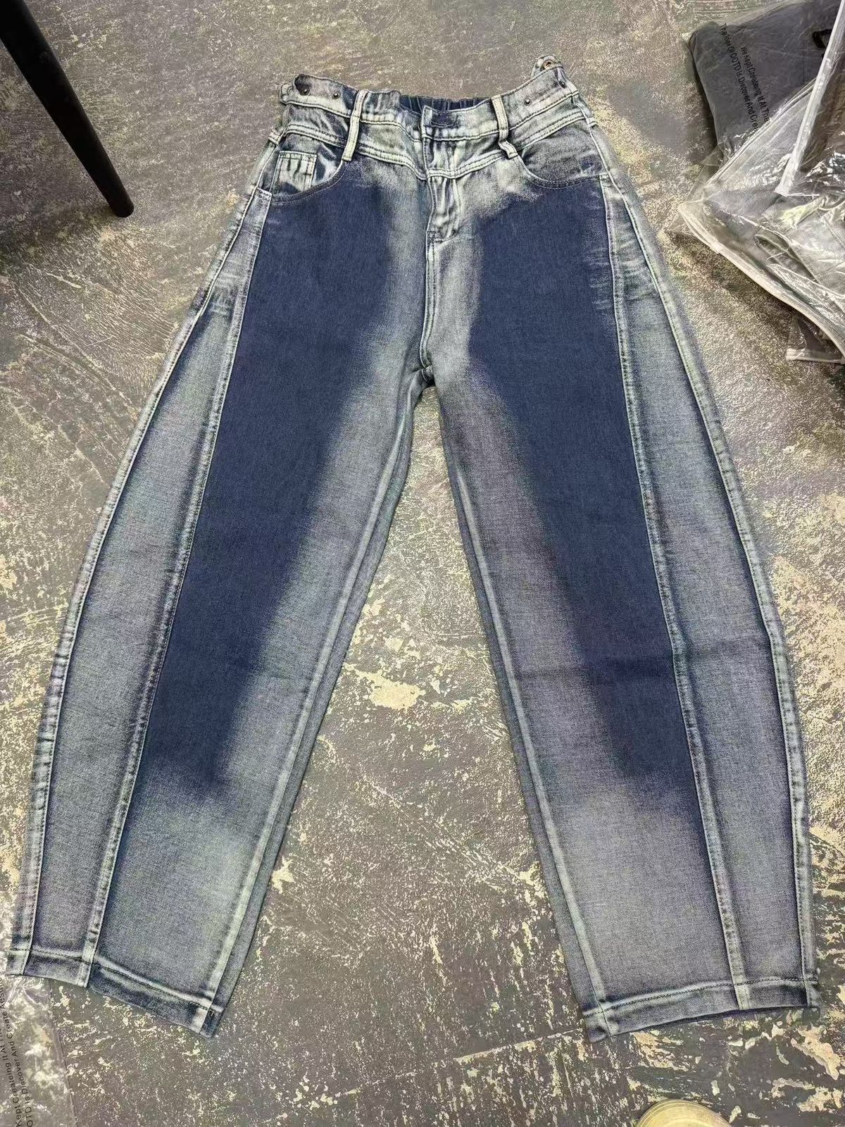 Men's Clothing Washed Gradient Retro Blue Jeans Men's Summer Trendy Brand Machete Pants High Street Straight Wide Leg Overalls_mkmklike.com