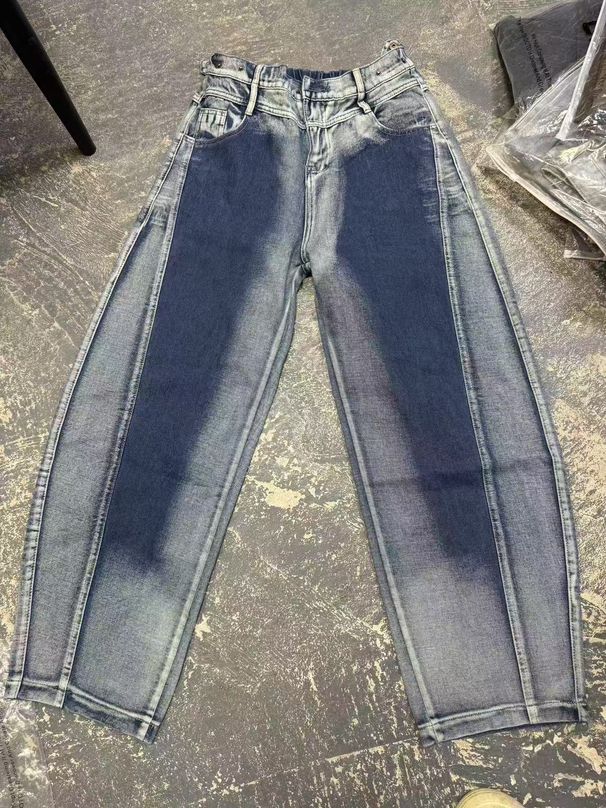 Men's Clothing Washed Gradient Retro Blue Jeans Men's Summer Trendy Brand Machete Pants High Street Straight Wide Leg Overalls_mkmklike.com