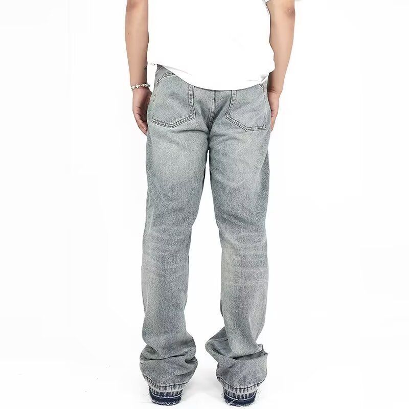 Men's Distressed Loose Fit Washed Vintage Denim Jeans For Casual Streetwear – High Waist Straight Leg Ripped Boyfriend Jeans_mkmklike.com