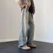 Men's American Style Loose Straight Leg Jeans Trendy Casual Wide Leg Floor Length Pants Slightly Flared Washed Distressed_mkmklike.com