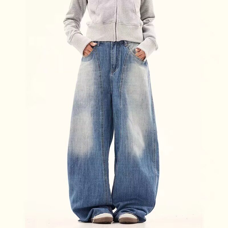 Men's Clothing Fashion High Street Niche Trendy Brand Washed Design Heavy Loose Wide Leg Mopping Pants_mkmklike.com