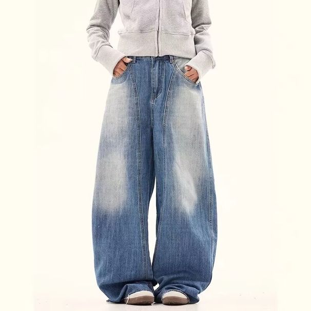 Men's Clothing Fashion High Street Niche Trendy Brand Washed Design Heavy Loose Wide Leg Mopping Pants_mkmklike.com