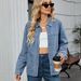 Vintage Denim Jacket For Women - Relaxed Fit Long Sleeve Oversized Shirt Coat With Classic Collar, Retro Blue & Black Grey_mkmklike.com