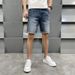 Men's Summer Blue Embroidered Denim Shorts Casual High-End Comfortable Fabric Trendy Five-Point Versatile Pants_mkmklike.com