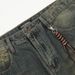 Washed Yellowing Crease Denim Men's Punk Street Fashion Handmade Frayed Pockets Loose Wide-Leg Straight Pants_mkmklike.com