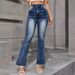 Women's Clothing Spring And Summer New Women's Casual Pants High Waist Elastic Washed Flared Jeans Women_mkmklike.com