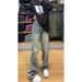 Bramble Jacquard Jeans Men's American High Street Vibe Pants Teenagers Washed Casual Straight Micromachete Pants_mkmklike.com