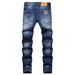 Men's Ripped Denim Jeans With Patches & Paint Splatter, Slim Fit Skinny Leg Streetwear Fashion High-Street Trousers_mkmklike.com