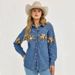 Retro Denim Shirt With Wild Horse Print - Vintage Western Cowboy Style Jacket For Men & Women (S-2XL, Blue)_mkmklike.com