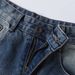 Whiskered Gradient Denim Cropped Shorts American Style Wide Leg Loose Straight Leg Cool Clean Fit Summer Trendy Men's Clothing_mkmklike.com