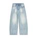 Women's Clothing High Street Baggy Jeans Slub Scimitar Jeans Unisex Wide Leg Pants Loose Profile_mkmklike.com