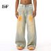 EF JEANS | 2024 New American High Street Old And Dirty Retro Wide-leg Jeans Straight Wide-leg Trousers_mkmklike.com