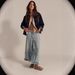 Women's Flared Cropped Lace Trim Denim Jeans - High Waisted Wide Leg Comfort Stretch Pants For Casual Streetwear_mkmklike.com