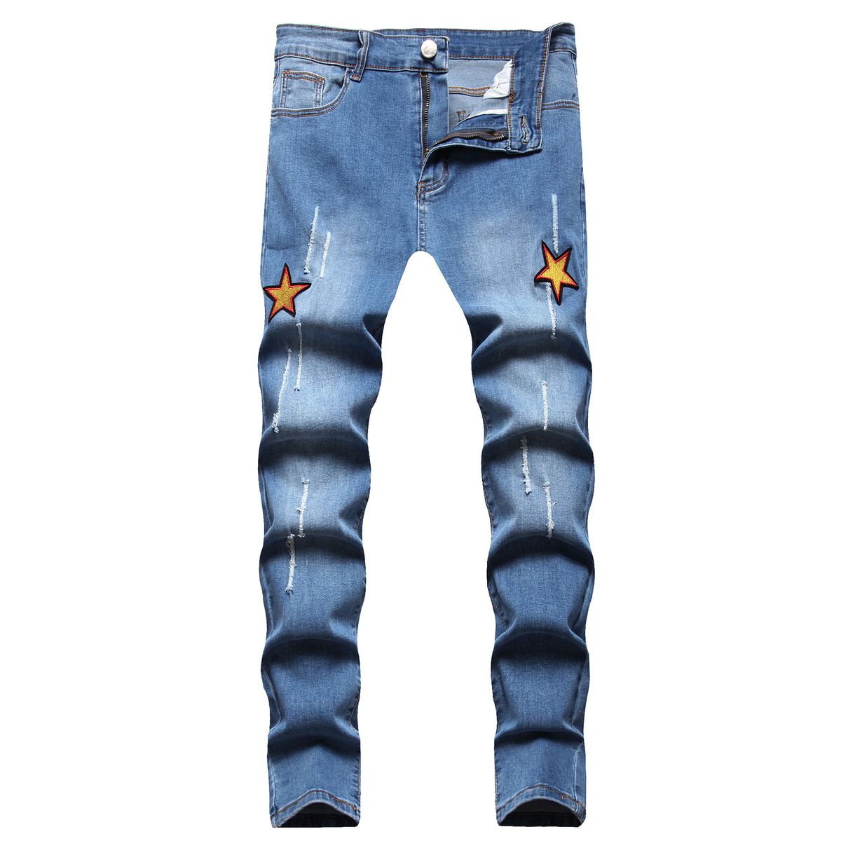 Men's Clothing Spring/Autumn New Men's Casual Ripped Embroidered Slim Fit Jeans Trendy And Unique_mkmklike.com