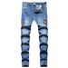 Men's Clothing Spring/Autumn New Men's Casual Ripped Embroidered Slim Fit Jeans Trendy And Unique_mkmklike.com