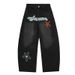 2025 New American Style Plaid Star Patch Embroidered Jeans Design Loose Casual Wide-Leg Pants_mkmklike.com