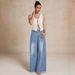 Women's Clothing Street Retro Wide Leg Frayed Edge Washed Denim Trousers_mkmklike.com
