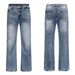 Men's Clothing Men's Ice Blue Ripple Wash Jeans - Straight Leg Retro Denim Pants (Vintage Inspired Style)_mkmklike.com