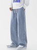 Fleece And Thickened Xintang Jeans For Men, Loose Straight Leg, High Street, Elastic Waist, Casual Wide-leg Pants_mkmklike.com