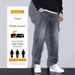 Men's Vintage Straight Leg Jeans - Fleece Lined, Stretch, Relaxed Fit, Casual Winter Trousers For Men (Blue Grey, Dark Blue, Black, Dark Grey)_mkmklike.com