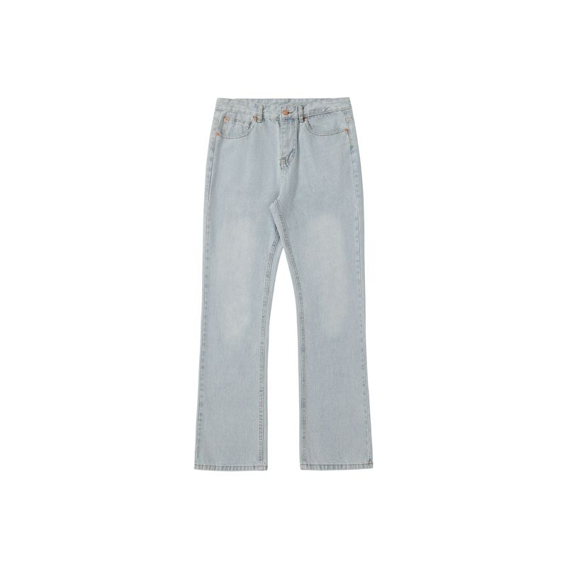 "Kennijima Vintage Ice Blue Flared Jeans For Men - High Waisted Retro Denim Pants With Cleanfit Style & Old Vibe"_mkmklike.com