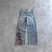European And American Cross-border Casual Trousers With Plum Blossom Embroidery, Street-style Loose Jeans_mkmklike.com