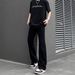 Cleanfit Men's Flared Jeans American Style Versatile Black Stretchy Slim Fit Curved Edges_mkmklike.com