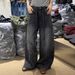 Retro American Rhinestone Women's Wide Leg Jeans Heavy Duty Starry Loose Fit Floor Length Pants Autumn Winter England Style Fashion_mkmklike.com