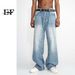 EF JEANS | 2023 New Product, Korean Version Loose And Versatile Essential Blue Straight Wide Leg Jeans Men's Casual_mkmklike.com