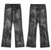 Men's Clothing High Street Hand Painted Dirty Wash Flared Jeans Men's Street Style Straight Trousers Cleanfit Pants_mkmklike.com