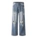 Distressed White Jeans For Men American Street Style Hip-Hop Loose Straight Long Washed Vintage Floor-Length Wide-Leg_mkmklike.com