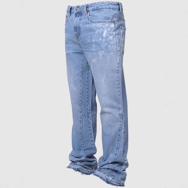 Men's Clothing Foreign Trade American Retro RO Style Drawstring Zipper Gradient Washed Distressed Loose Wide-leg Mopping Workwear Jeans For Men_mkmklike.com