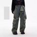 Detachable Retro Washed Overalls Jeans For Men And Women With Multi Pockets Handsome Couple Style_mkmklike.com