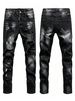Men's Distressed Black Grey Slim Fit Jeans – Ripped & Washed Denim Pants With Stretch Comfort_mkmklike.com