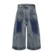 Heavyweight Denim Shorts For Men And Women Retro Distressed Wash 3D Pleats Metal Studs Trendy Edgy Style_mkmklike.com