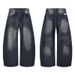 Vintage Washed Denim Jeans For Men & Women – Baggy Straight-Leg Cleanfit Style With Cat Whisker Distressing (S-3XL)_mkmklike.com