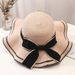Hot Sale Casual Women Sun 2024 Foldable Fashion Bowtie Fisherman Straw Summer Travel Beach Hat_mkmklike.com