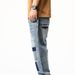 Men's Clothing Retro Ripped Jeans For Boys Loose Straight Casual Pants Patch Nine Point Daddy Pants_mkmklike.com